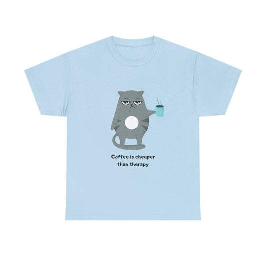 Cat Lovers Unisex T-shirt - Coffee is Cheaper than Therapy