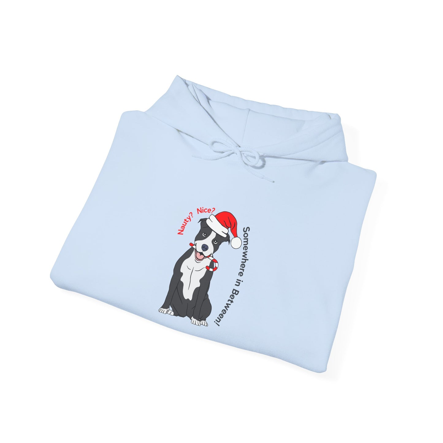 Naughty? Nice? Doggie Hooded Sweatshirt - Funny Holiday Sweatshirt for Dog Lovers