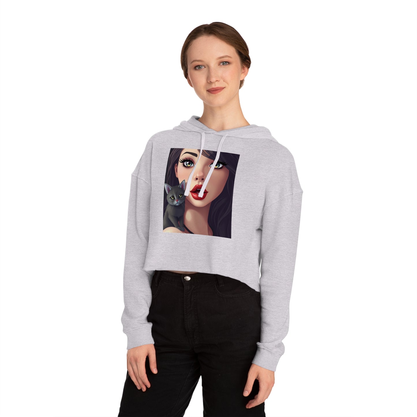 Cat Lover Women's Cropped Hoodie Sweatshirt