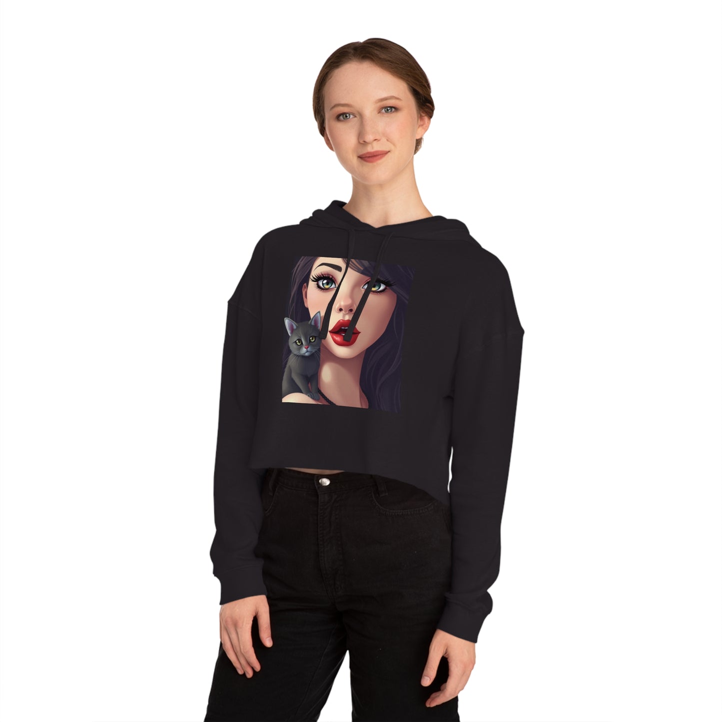 Cat Lover Women's Cropped Hoodie Sweatshirt