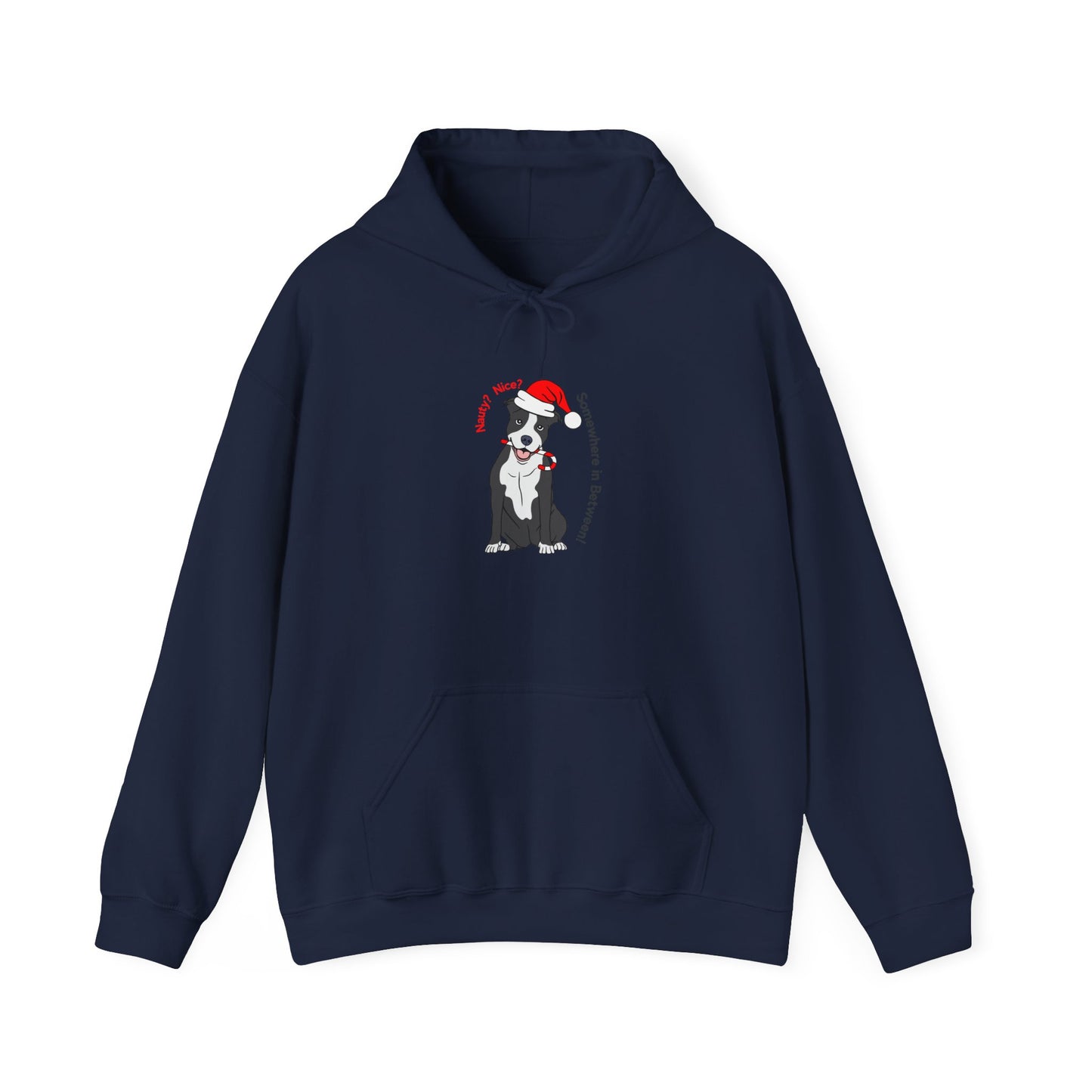 Naughty? Nice? Doggie Hooded Sweatshirt - Funny Holiday Sweatshirt for Dog Lovers